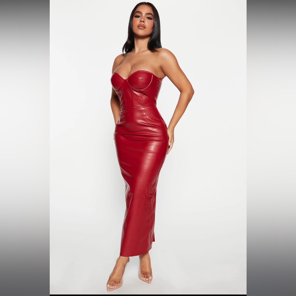 Fall leaves faux leather dress